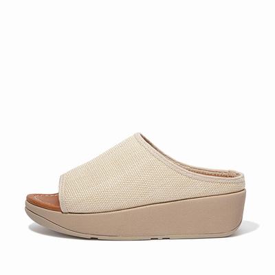 Fitflop Women's IMOGEN Woven Slides Sandals - Beige Brown, UA6025319